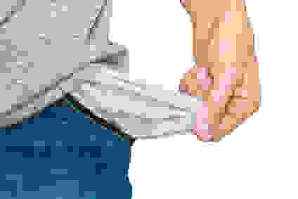 Money Bankrupt. Man's Hand With Empty Pocket