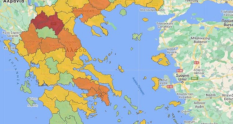 Κορονοϊός: Νέες αλλαγές στον χάρτη υγειονομικής ασφάλειας – Παραμένει στο πράσινο Κεφαλονιά & Ιθάκη
