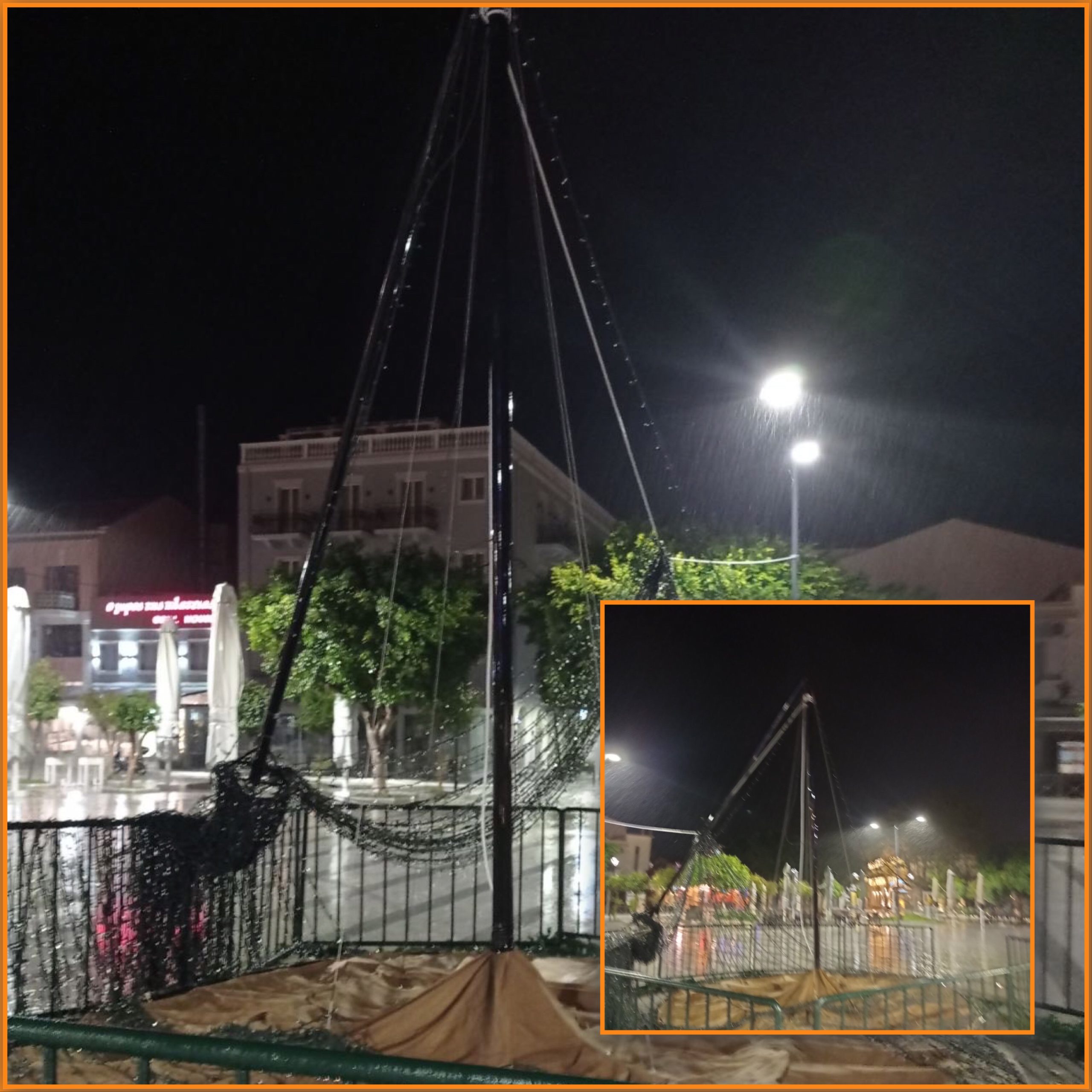 Ο αέρας έριξε το Χριστουγεννιάτικο Δέντρο στο Αργοστόλι!