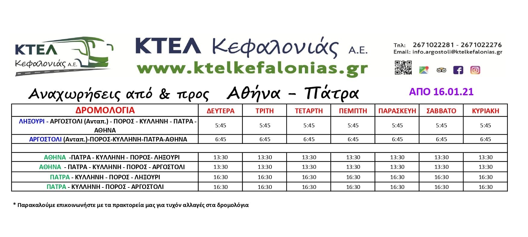 Αυτά είναι τα αυριανά δρομολόγια του ΚΤΕΛ για Πάτρα & Αθήνα