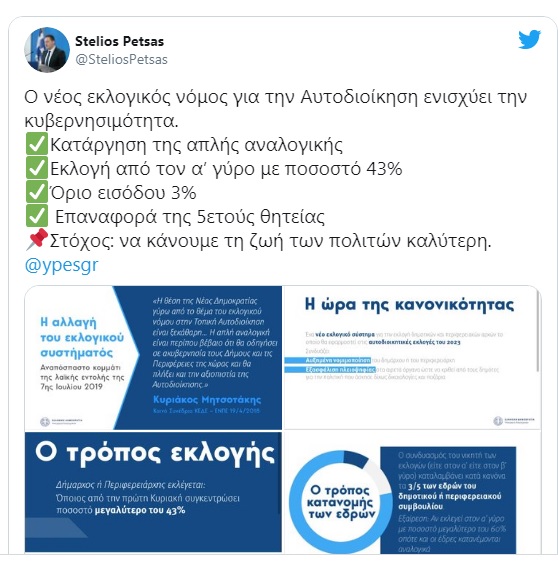 Αυτό είναι το νέο νομοσχέδιο για τις εκλογές στην αυτοδιοίκηση – Πενταετής θητεία, όριο 3%, εκλέγεται Δήμαρχος με 43%