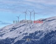 Ο χιονισμένος Αίνος από το Ληξούρι.