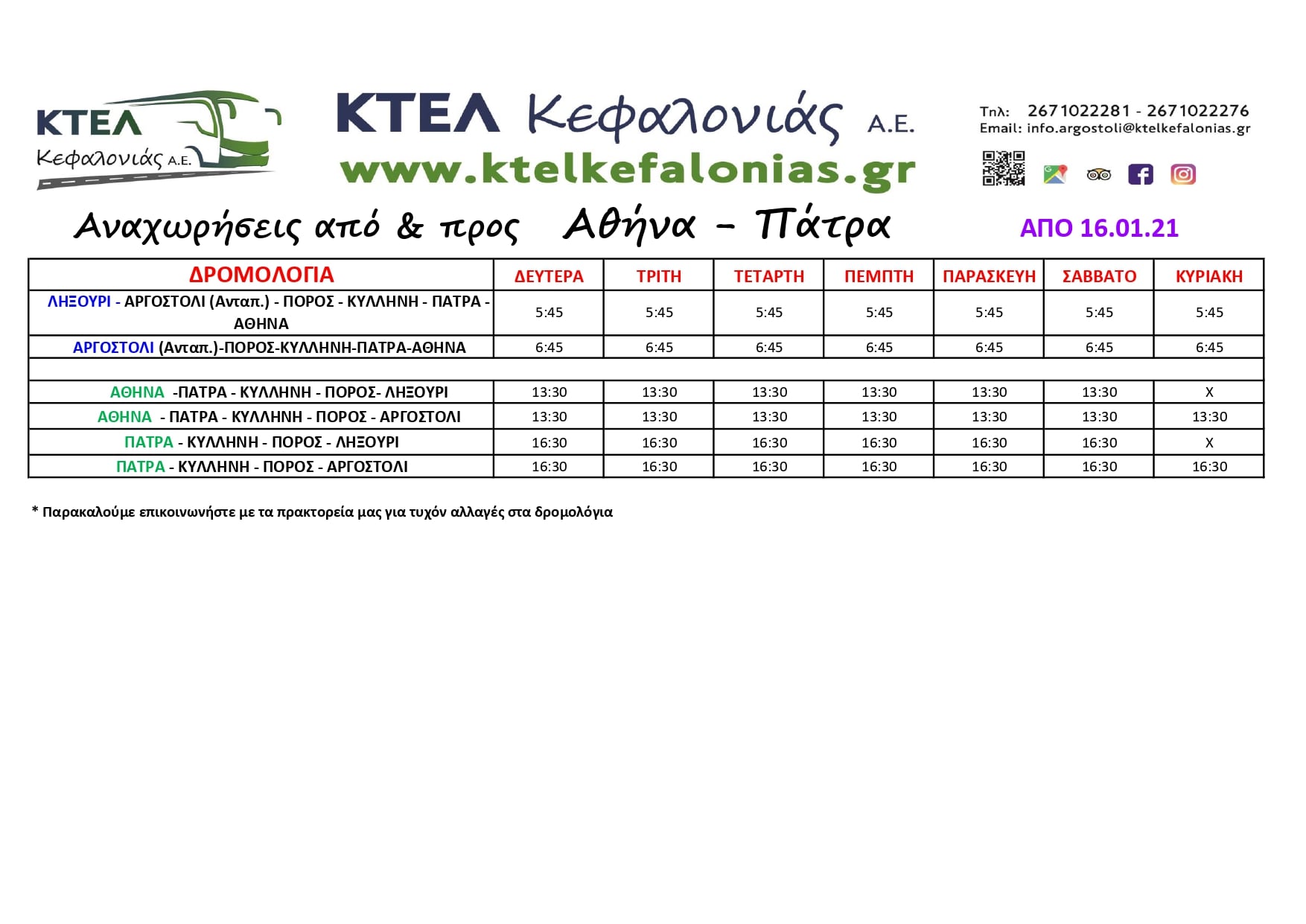 ΠΡΟΣΟΧΗ: Αυτά είναι τα νέα δρομολόγια του ΚΤΕΛ για Πάτρα & Αθήνα