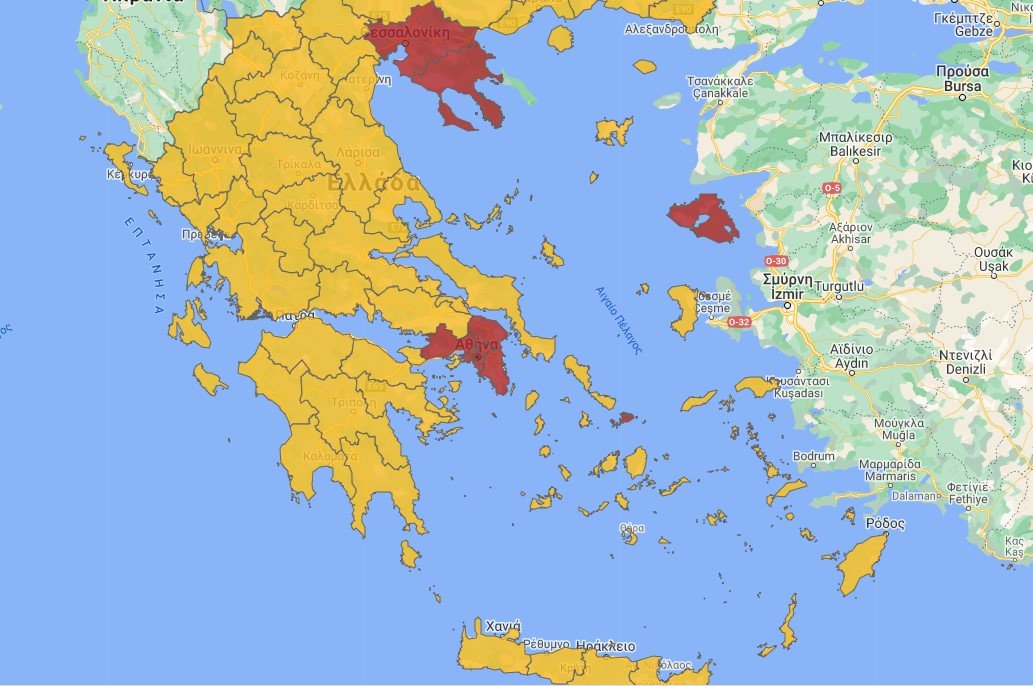 Φλερτάρουν με το «κόκκινο» 13 περιοχές. Μαζί και η Κεφαλονιά.