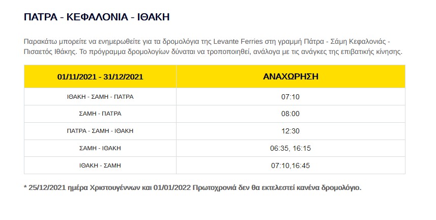 Τα νέα δρομολόγια της Levante Ferries στις Γραμμές Πάτρα Σάμη Ιθάκη και Κυλλήνη  Πόρος,
