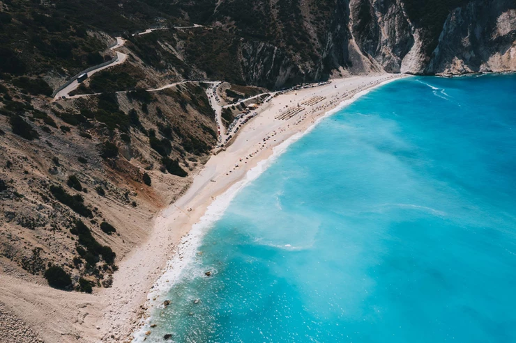 Myrtos Beach on Kefalonia, Greece