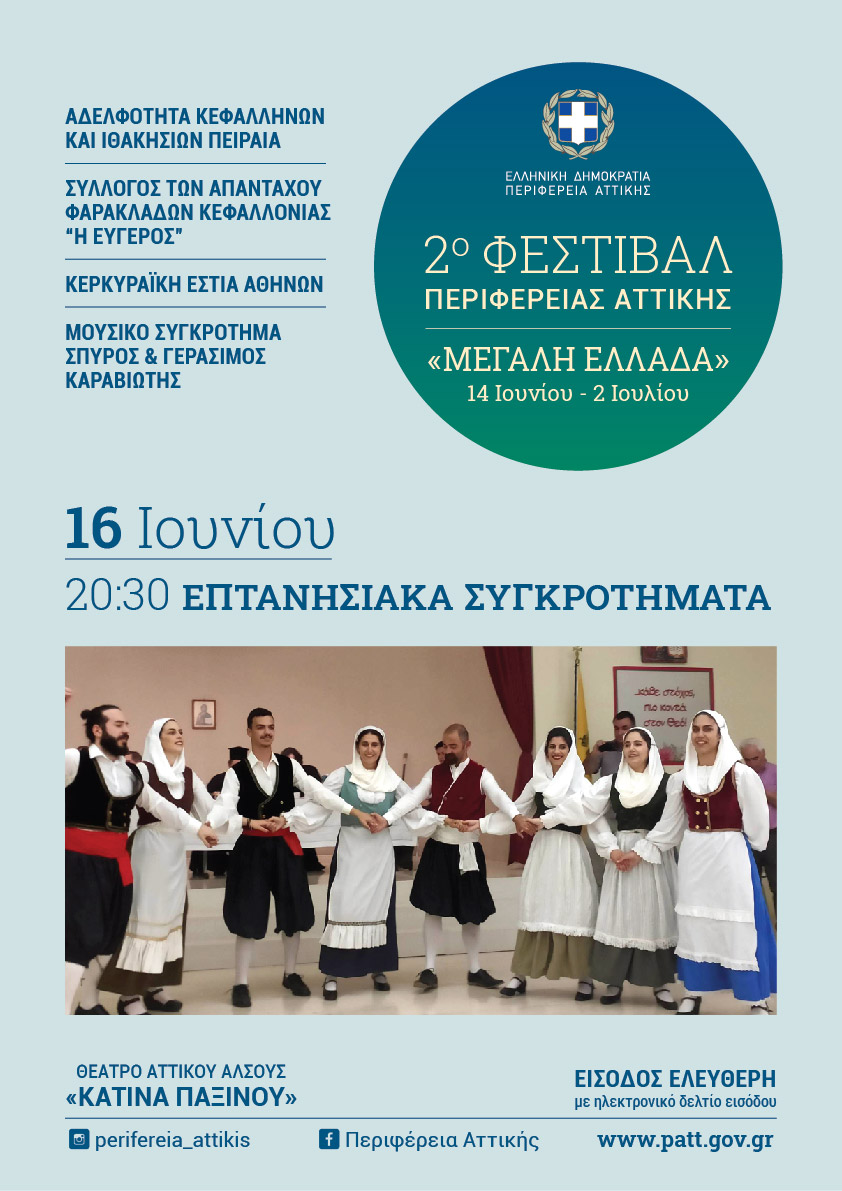 2ο ΦΕΣΤΙΒΑΛ ΤΗΣ ΠΕΡΙΦΕΡΕΙΑΣ ΑΘΗΝΩΝ ΑΠΟ ΕΠΤΑΝΗΣΙΑΚΑ ΜΟΥΣΙΚΑ ΣΥΓΚΡΟΤΗΜΑΤΑ ΠΟΥ ΣΥΜΜΕΤΕΧΟΥΝ