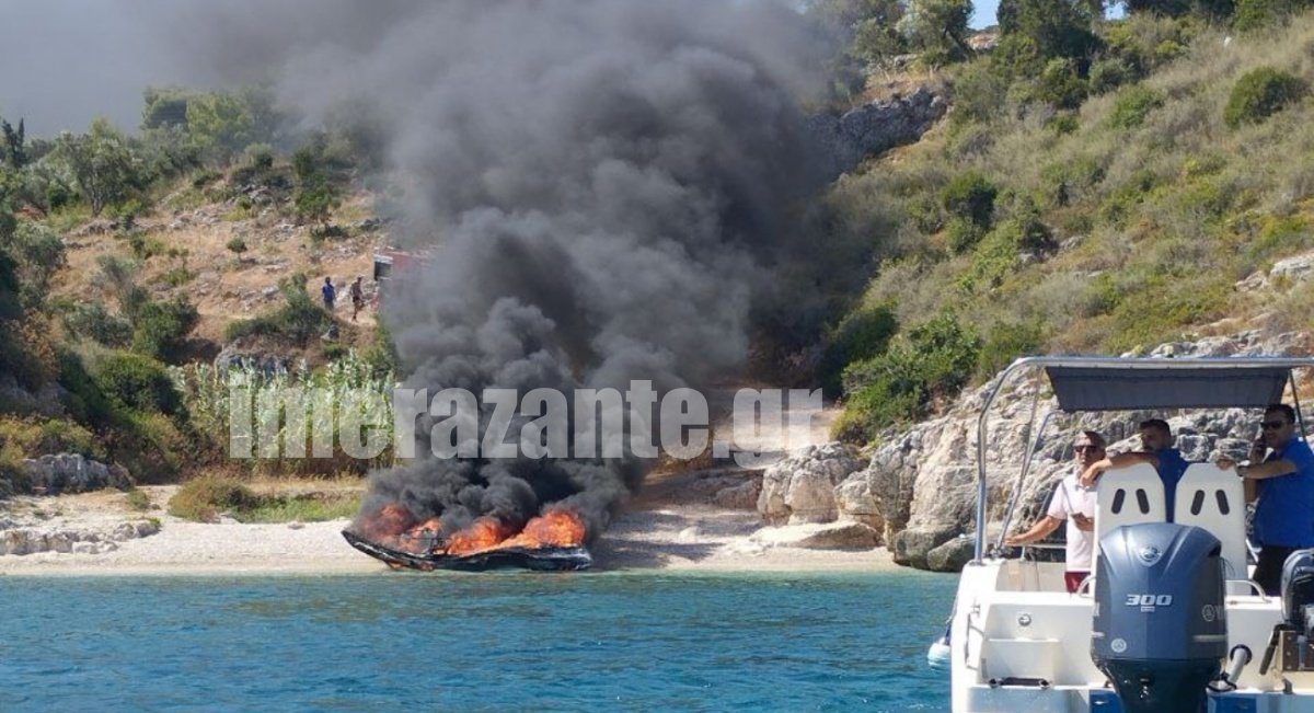 Ζάκυνθος: Φωτιά σε σκάφος με 5 επιβαίνοντες [βίντεο]