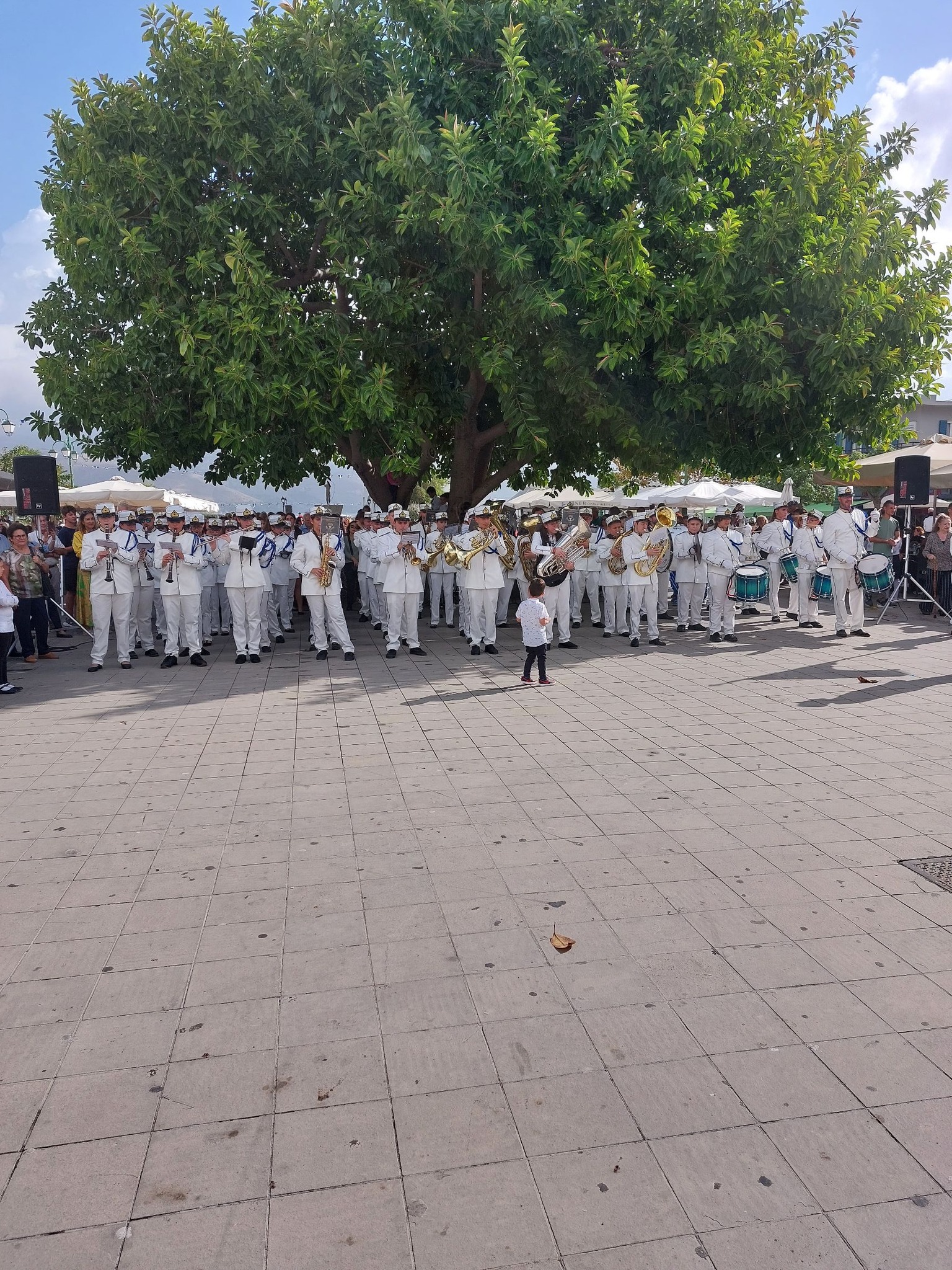 Όμορφες εικόνες από το Ληξούρι: Η ιστορική Φιλαρμονική Πάλλης παιανίζει κάτω από τον φίκο της πλατείας