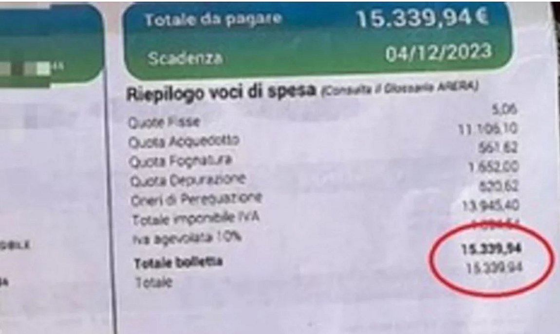 Ιταλία: Ηλικιωμένη πέθανε όταν είδε τον λογαριασμό ύδρευσης των 15.000 ευρώ – Είχε γίνει λάθος