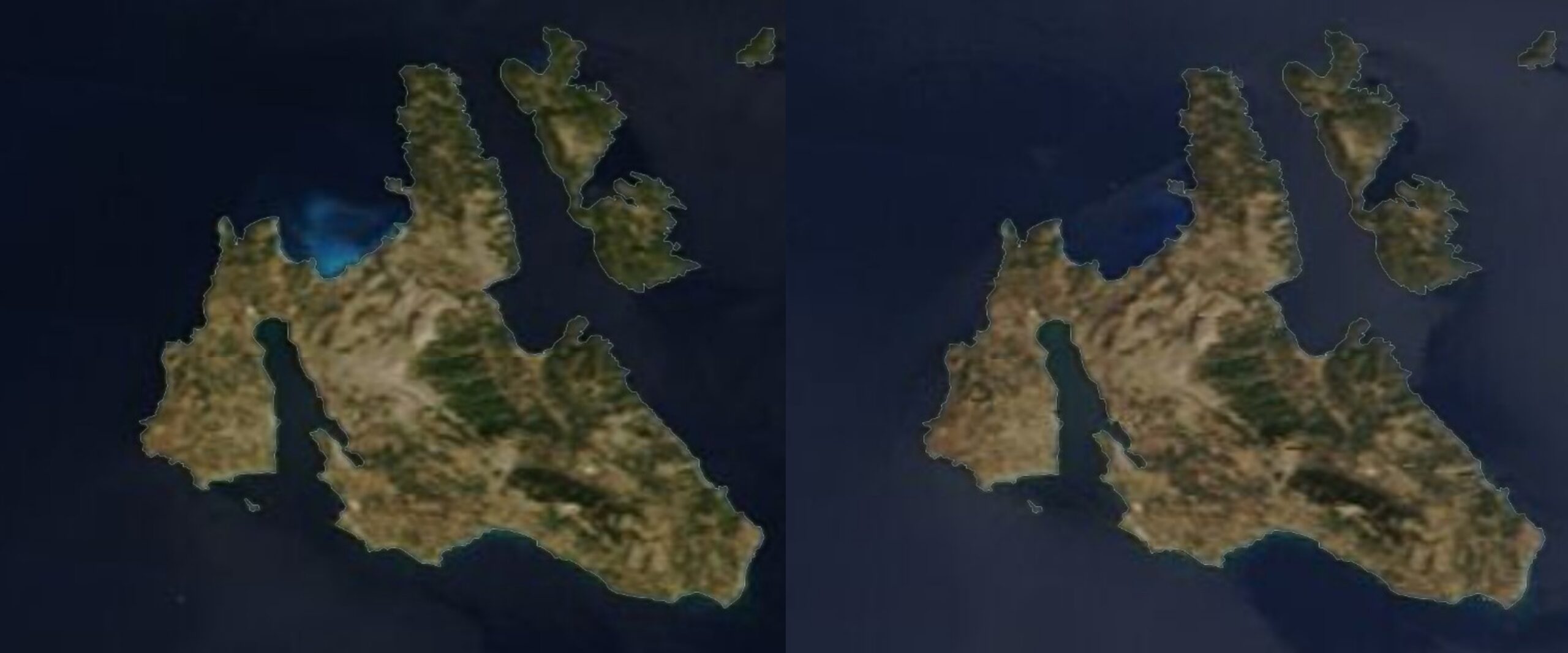 Εμφανή τα σημάδια παρατεταμένης ξηρασίας στην Κεφαλονιά -Εικόνες από δορυφόρο