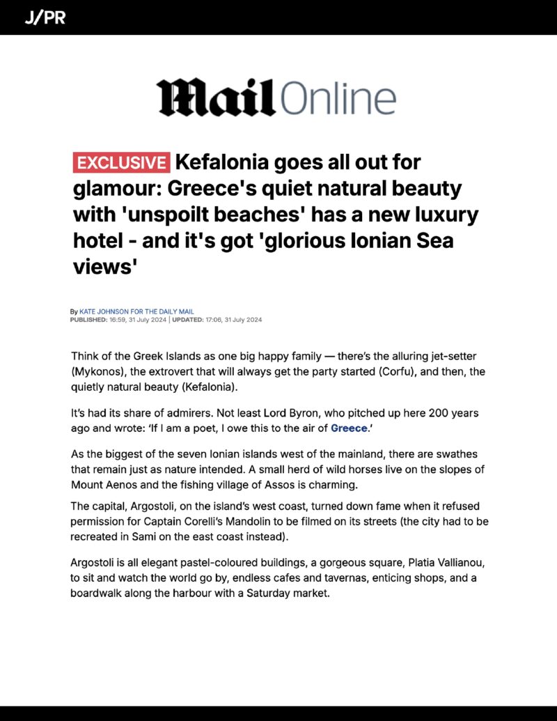 Η Κεφαλονιά στο προσκήνιο: Παρουσιάστηκε ως ένας λαμπερός νέος προορισμός στην Daily Mail