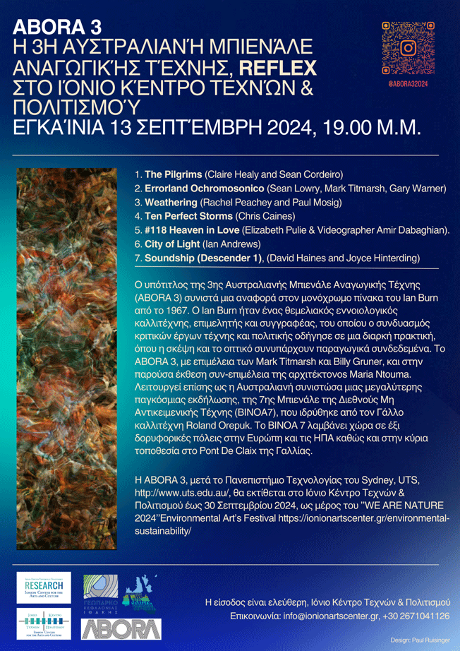 H 3η Αυστραλιανή Μπιενάλε Αναγωγικής Τέχνης, REFLEX στο Ιόνιο Κέντρο Τεχνών & Πολιτισμού