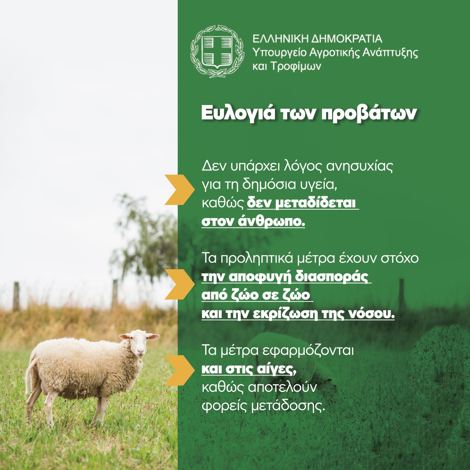 Ενημερωτικό Σημείωμα για την πορεία εφαρμογής των μέτρων για την ευλογιά