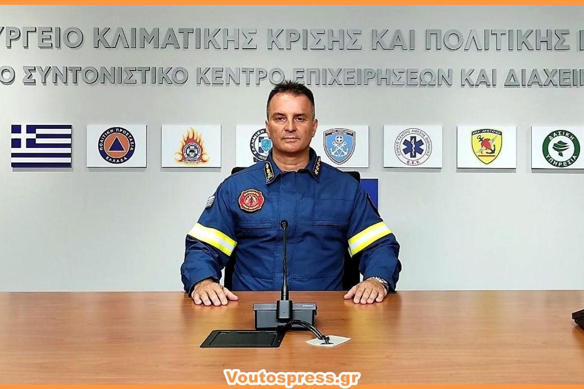 Ενημέρωση για τις πυρκαγιές από τον εκπρόσωπο τύπου του Π. Σ, Πύραρχο Β