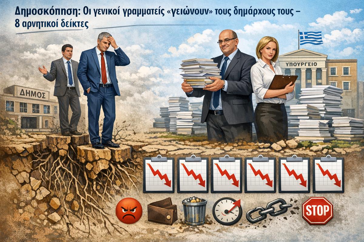 Δημοσκόπηση: Οι γενικοί γραμματείς «γειώνουν» τους δημάρχους τους – 8 αρνητικοί δείκτες (πίνακες)