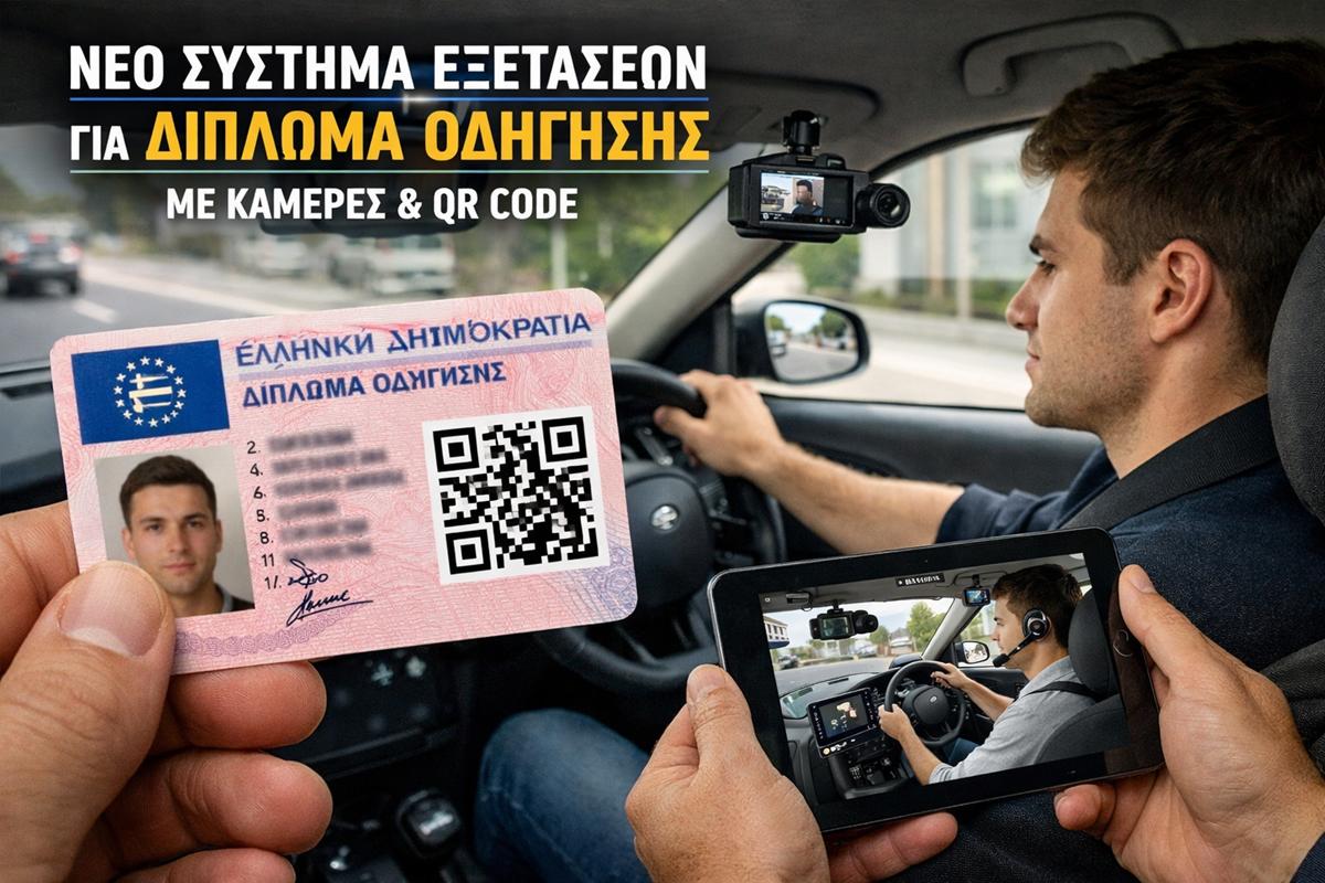 Δίπλωμα οδήγησης: Νέο σύστημα εξετάσεων με κάμερες και QR Code