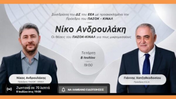 «Ο Νίκος Ανδρουλάκης θα παρουσιάσει στο ΕΕΑ τις θέσεις του ΠΑΣΟΚ για τους μικρομεσαίους