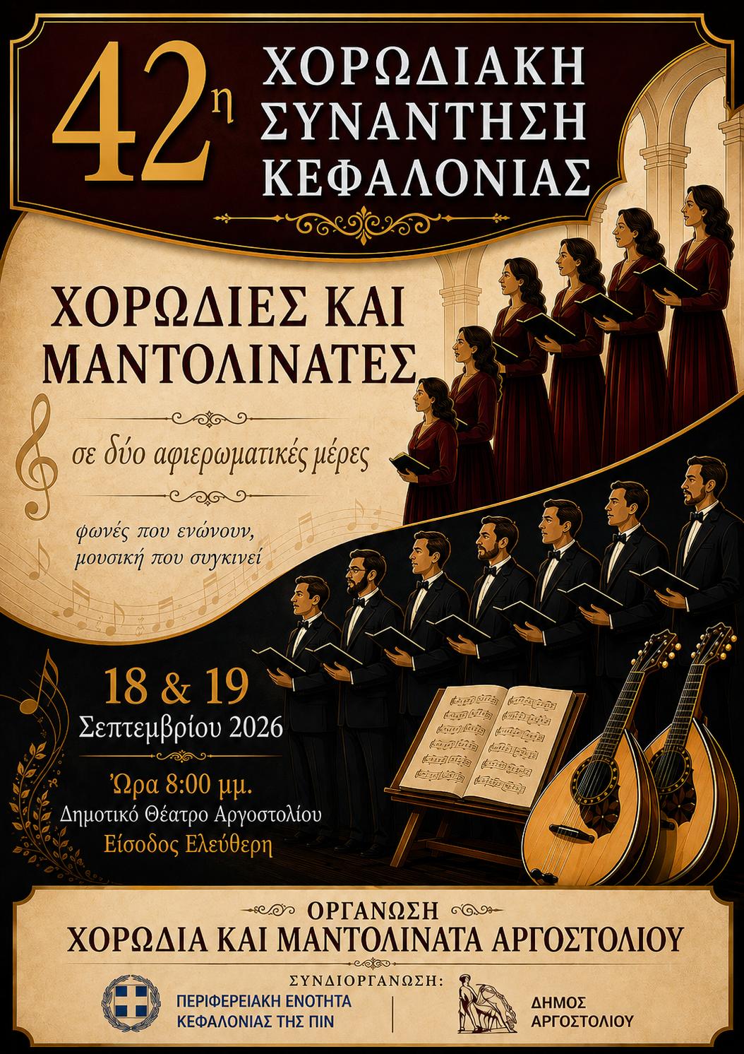 Στις 18 και 19 Σεπτεμβρίου η 42η Χορωδιακή Συνάντηση Κεφαλονιάς