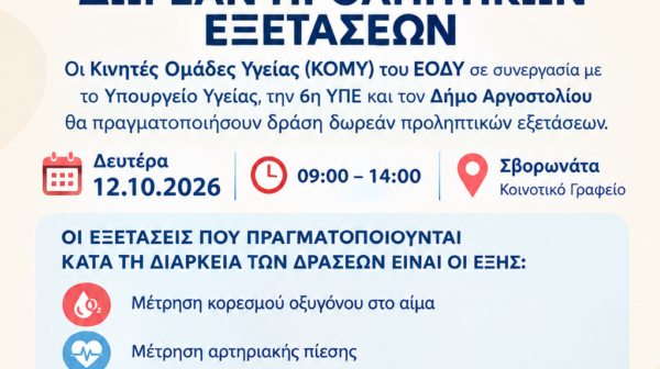 ΔΡΑΣΗ ΔΩΡΕΑΝ ΠΡΟΛΗΠΤΙΚΩΝ ΕΞΕΤΑΣΕΩΝ